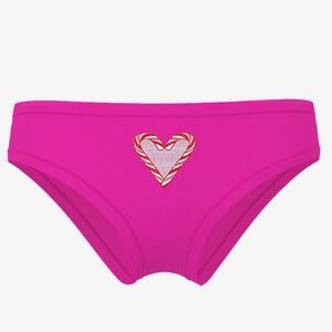 Victoria's Secret PINK Cotton Fire Candy Cane Mesh Graphic Cheeky Panty